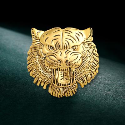 China New Metal Material Fashionable Male Tiger Head Personality Aggressive Animal Brooch Pin For Party for sale