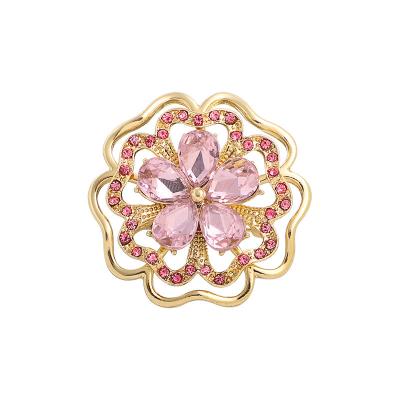 China New Trendy Fashion And Simple Round Alloy Accessories Clothing Rhinestone Flower Rhinestone Pendant Brooch Pin for sale