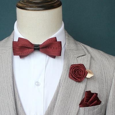 China Fashion Groom and Best Man Bow Tie Suit Shirt Bow Tie Pocket Towel Flower Brooch for sale