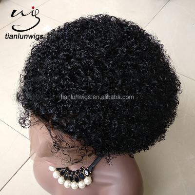 China Afro Wave In Full Curly Afro Curly Lace Wig #1 Color Afro Curly Hair Wig 14 Inches Jet Black Short Afro Curly Lace Front Wig For Black Women for sale