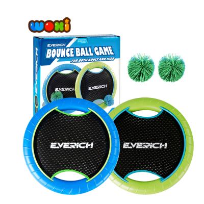 China Kids Play Bouncy Toys Fast Delivery Disc Paddles Beach Game Hook and Throwing Trampoline Ball for sale