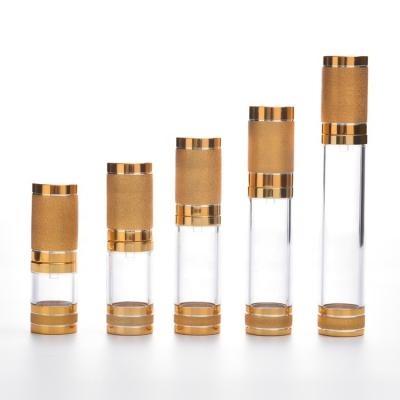 China Clear Gold Toner Cosmetic Lotion Skin Care Lotion Vacuum Sprayer Pump Bottle Airless Gold for sale