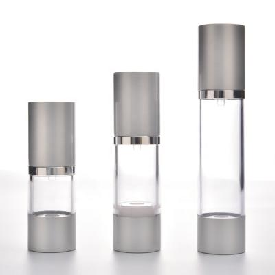 China 15ml 30ml 50ml Cosmetic Bottle 15ml 30ml 50ml Silver Airless Pump Plastic Aluminum Cosmetic Airless Lotion Pump Bottle for sale