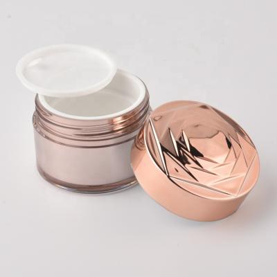 China Skin Care Cream Fancy Rose Gold Cream Jar Luxury Cosmetic Acrylic Jar for sale