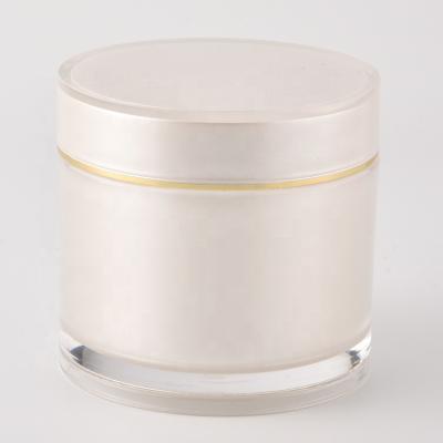 China Skin Care Cream Acrylic Cosmetic Jars 200g Acrylic Cosmetic Cream Jar White Flat for sale