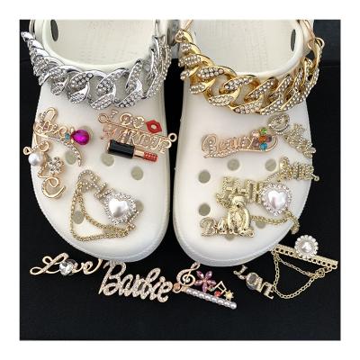 China Wholesale custom designer metal rhinestone rhinestone metal disigners luxury brand croc shoe charms bling designer custom metal hobble charm for hobbies decoration for sale