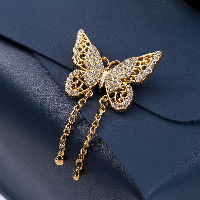 China Simple/Fashion Luxury Retro Design Brooches Fashion Gold Plated Women Jewelry Butterfly Shaped Rhinestone Brooch for sale