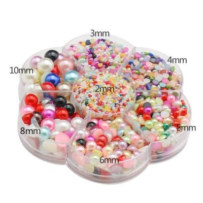 China For DIY Craft Decoration Half Round Pearl Beads Mixed Size Flatback Acrylic Bead For Scrapbook Diy Nail Art 1box Approx5600pcs for sale