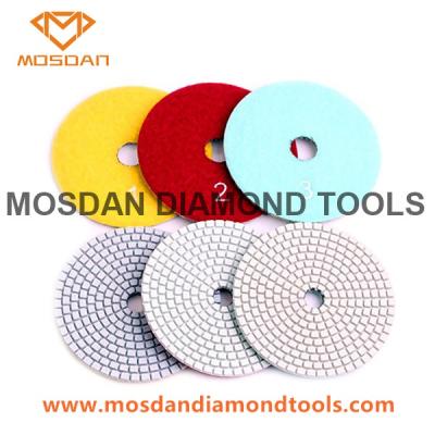 China 4 Inch White Pane 3 Steps Resin Diamond Polishing Pads for Concrete Stone Floor for sale