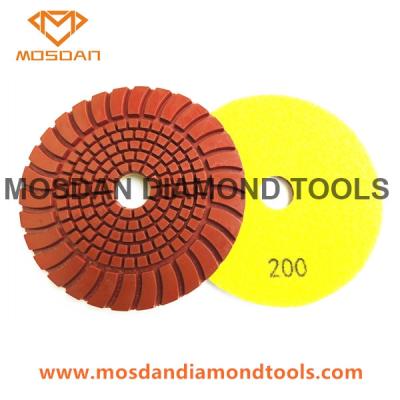 China 4'' Hybrid Sunflower Copper Resin Polishing Pads for Marble Concrete for sale