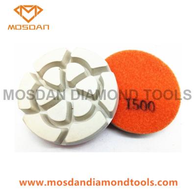 China 3'' White Flower Resin Bond Concrete Polishing Pads 12mm Thickness for sale