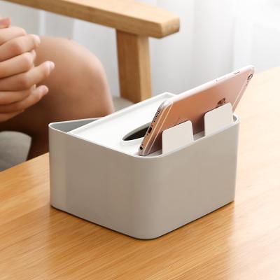 China Cheap Stocked Factory Direct Function Plastic Cover Organizer Desktop Phone Tissue Box Holder for sale