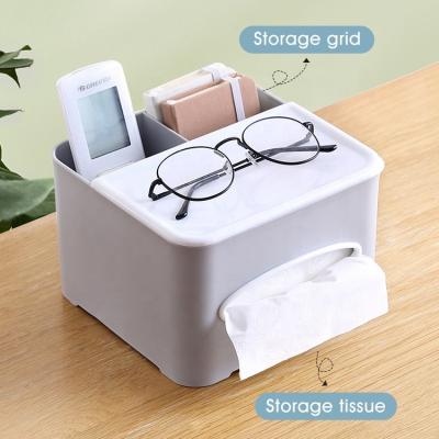 China New Design Nordic Creative Multifunctional Hot Sale Small Viable Desktop Storage Plastic Tissue Holder Box for sale