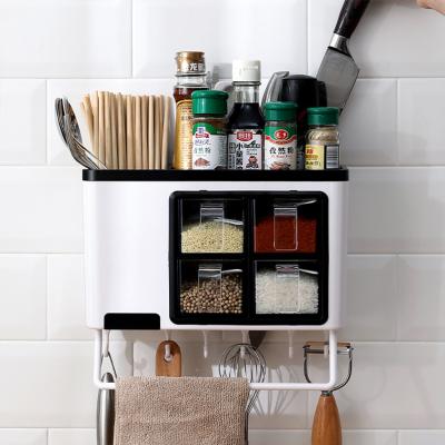 China Viable Kitchen Supplies Knife Block Holder Rack Chopsticks Rack Multifunctional Plastic Seasoning Storage Box for sale