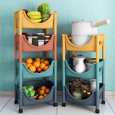 China Large Capacity Viable Heavy Duty Plant Space Plastic Food Kitchen Baskets Storage Rack With Hook Wheels for sale