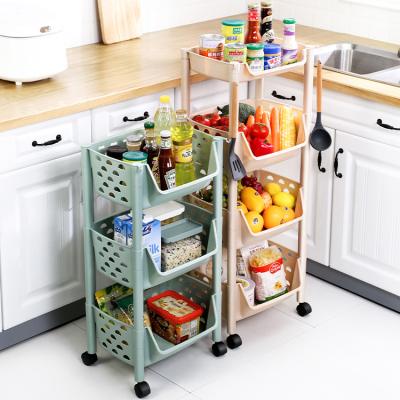 China Wheel Hook Cavity Design Home and Kitchen Fruit Organizer Basket Workable Universal Rotatable Multi-Layer Shelf for sale