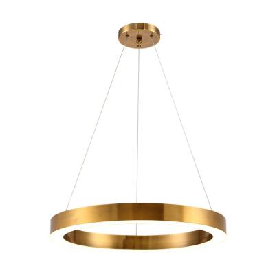 China Industrial Modern Pendant Lights Gold Ring LED Gold Bronze Lighting Lamp With Frosted Acrylic Circle for sale