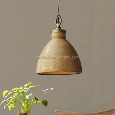 China Modern Single Art Antique Factory Wrought Raw Wood Material Pendant Lights Vintage Cone Feature Single Restaurant Bar E27 Lights For Nordic for sale