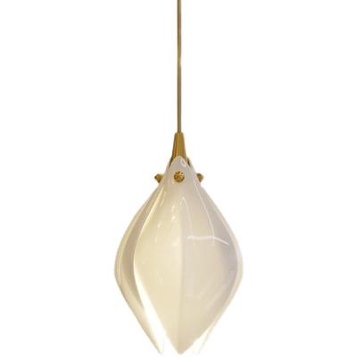 China Contemporary Magnolia Flower Ceramic Chandelier Brushed Copper Pendant Lamp for sale