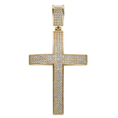 China 10K Solid Yellow Gold Religious Christian Cross Charm Pendant For Men Women Iced Out Zirconia Hip Hop Faith Jewelry Religious Gift for sale