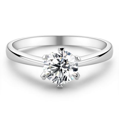 China Lead Free 925 Sterling Silver Classic Anniversary Rings 1.0ct D-color Round Brilliant Cut Solitaire Moissanite Engagement Ring For Women for sale