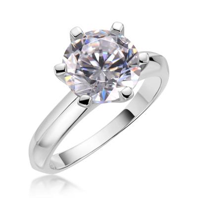 China Classic Solitaire High Level Six-claw 925 Silver Plated Ring Ladies Wedding Proposal Ring for sale