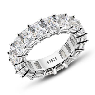 China Eternity 925 Sterling Silver All-Around Radiant Cut Full Zircon Eternity Bands For Women Anniversary Wedding Rings for sale