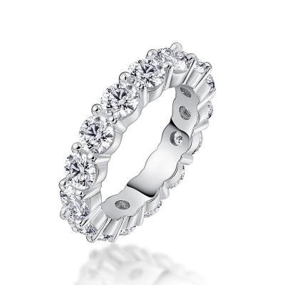 China Eternity 925 Sterling Silver Full Eternity Rings for Women 4mm Round Cut Cubic Zirconia Engagement Wedding Band Ring for sale