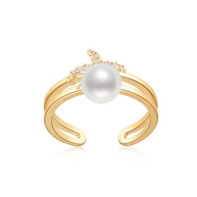 China Fashion Travel Starfish Pearl Lead Free Ring For Girls 14K Gold Filled 7-7.5mm Natural Cultured Freshwater Pearl Adjustable Women Jewelry for sale