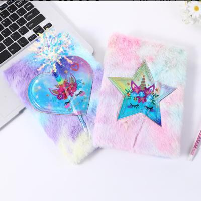 China 2022 New Creative Hardcover Student Diary Cartoon Gift Unicorn Plush Colorful Notebook With Pen for sale