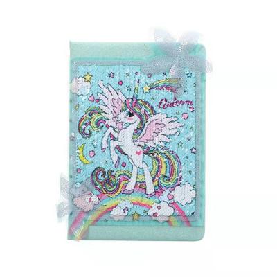 China Cute Diary Creative Unicorn Cartoon Sequin Gift Girl Hardcover Book 2022 Cute School Notebooks For Students for sale