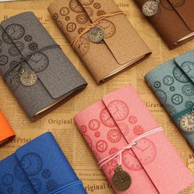 China High Quality Custom Hardcover 2022 Retro Style PU Leather Binding Travel Diary Refillable Journal Notebook for sale