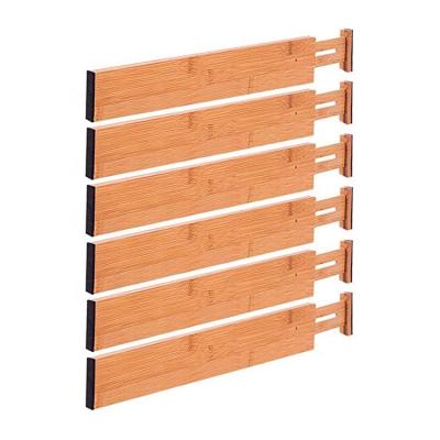 China Modern 6 Pcs Set Adjustable Expandable Bamboo Kitchen Organizer Drawer Divider for sale