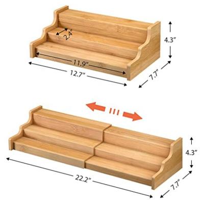 China Viable Expandable Display Stand 3 Tier Bamboo Spice Rack Buffet Organizer for sale