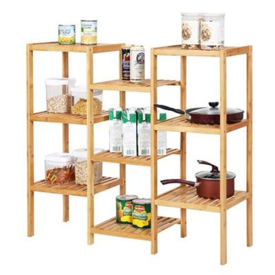 China Customized 9 Tier 100% Bamboo Sustainable Adjustable Plant Rack Display Rack Bathroom Storage Wooden Shelves for sale