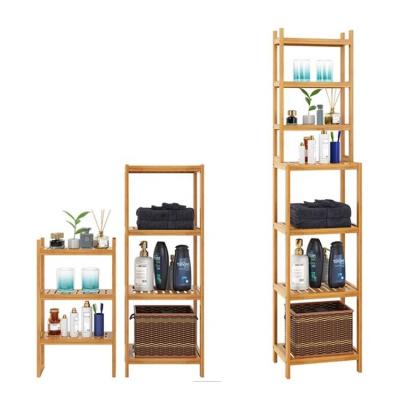 China Viable Wholesale Adjustable Goods Row Storage Natural Bamboo Wooden Racks And Holders 7 for sale