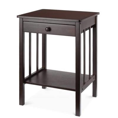 China Brown Nightstand Folding Bamboo Wooden Bedside Table With Drawer for sale