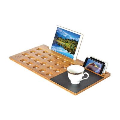 China Modern Natural Bamboo Lap Desk Wooden Laptop Board with Phone or Tablet Holder for sale