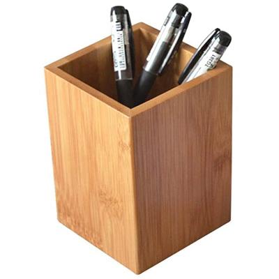 China Multi Viable Organizer Bamboo Wood Desk Pen Pencil Holder Purpose Use Pencil Cup Pot Desk Stand for sale