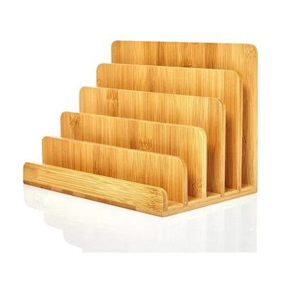 China Home Office File Folder Bamboo Tidy Organizer with 5 Vertical Compartments for sale