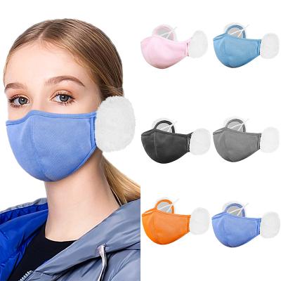 China Winter Skin Friendly Washable And Reusable Facemask With Ear Muffs Outdoor Mask Protect Face Cover Plush Earmuffs Cycling Warm Mask Earmuffs For Winter for sale