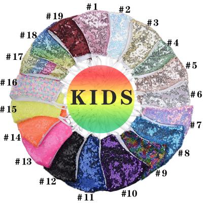 China New Skin Friendly Colorful Sequin Kids Face Mask Thin Breathable Cute Glitter Baby Face Mask Dustproof Cotton Washable And Reusable for sale