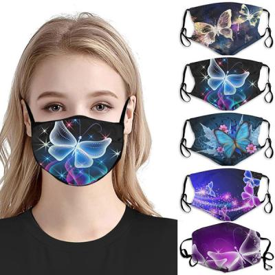 China Washable And Reusable Cloth Friendly Face Mask Adult Breathable Printed Butterfly Face Mask Cotton Skin Butterfly Face Mask For Women for sale