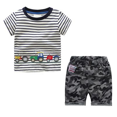 China Breathable 2021 children's summer clothes boy's shorts and shirt set child clothing set for sale