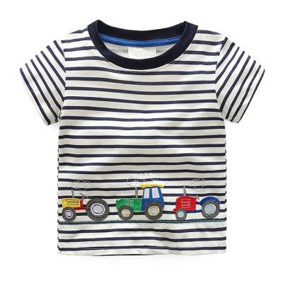 China Breathable Kids Clothes 2021 Striped T Shirts Boy's Cotton Shirts for sale