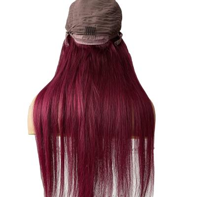 China 100% Brazilian Virgin Human Hair 24 Inches 180% Density Sheer Swiss Lace Closure 6*6 Feather Long 99J Straight for sale