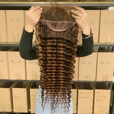 China Brazilian Deep Wave 100% Real Mink Hair Highlight Wig Ombre Highlight 150% 180% 200% Density for sale