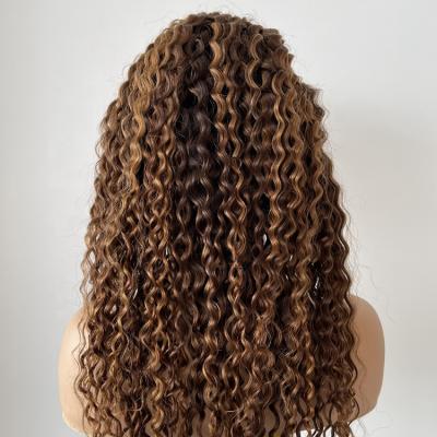 China Italian Curly Lace Front Human Hair Wig Bee Hair Highlight Wig Italian Wave Unprocessed Curly Lace Frontal Wig For Ladies for sale