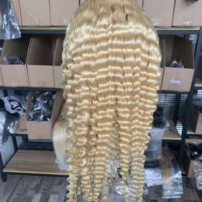 China 613 Blonde 613 Affordable Soft Full Wave Good Quality Full Wave Transparent Unitard Lace Wigs for sale