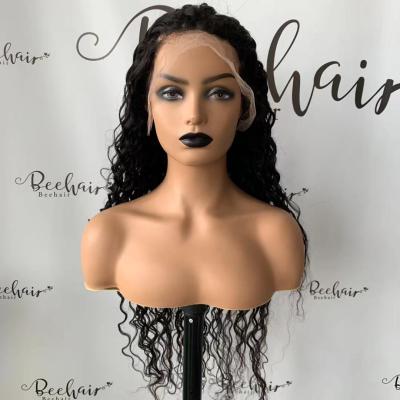 China Hot Selling Black Transparent Water Wave Premium 13x4 Lace Front Wig for sale